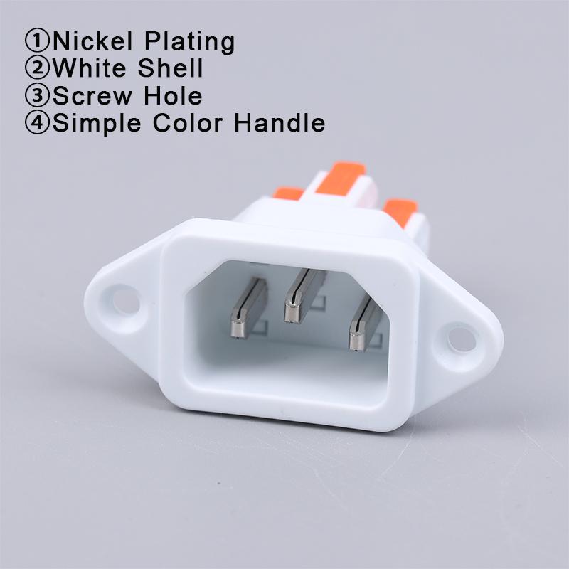 NEW IEC C14 3 Pin Socket Quick Connect Press Charging Power Supply Socket 3 Core Male Socket 250V 10A Easy Install Connect