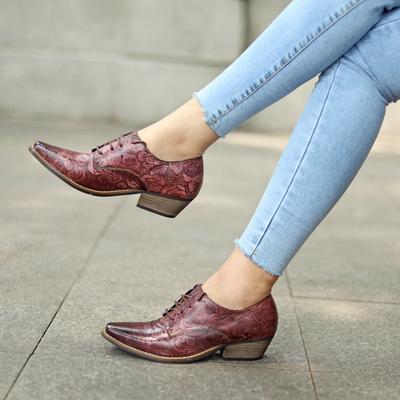 Женская обувь, туфли-лодочки, туфли-лодочки на высоком каблуке в стиле ретро, ​​женская обувь ручной работы на шнуровке с острым носком из натуральной кожи