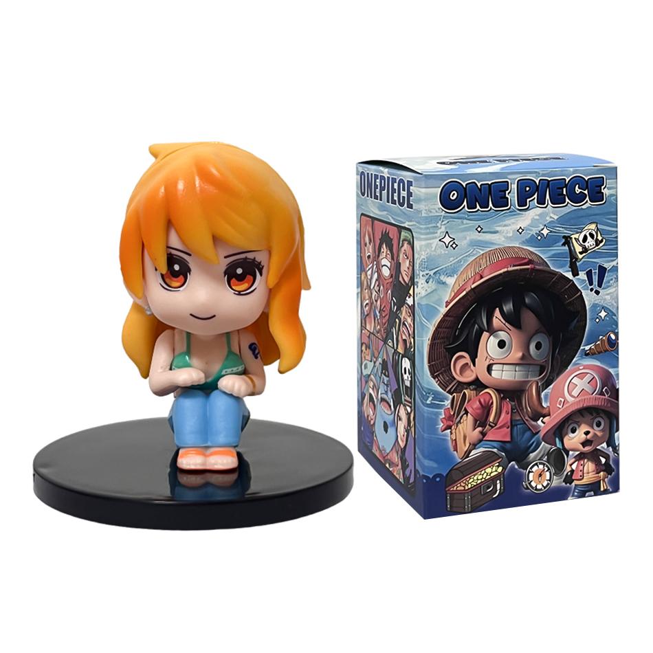 Горячая 6-7 см Аниме One Piece 12 шт. Сидячая Поза Фигурка Действия Луффи Нами Модель из ПВХ Настольное Украшение Игрушка Праздничный Подарок