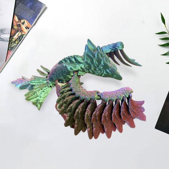 3D Printed Phoenix Figurine Movable Joints Colorful Bird Figure Articulated Animal