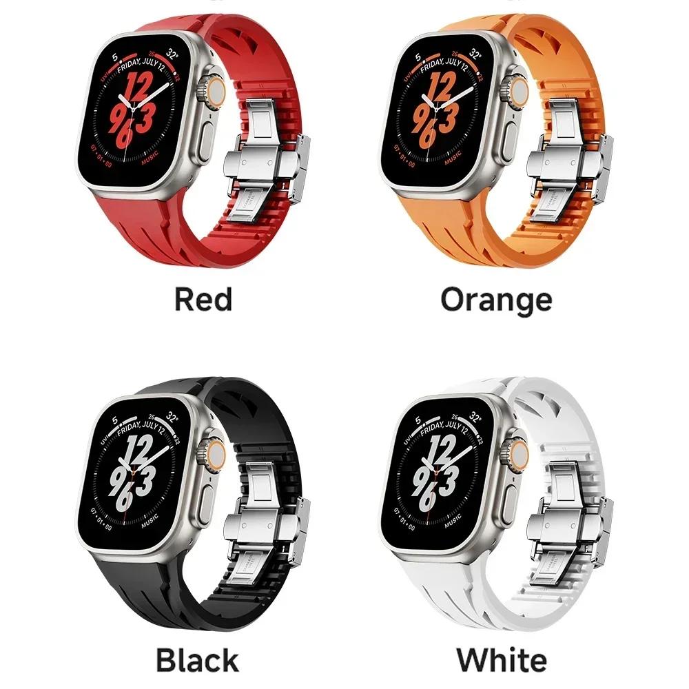 Силиконовый ремешок для Apple Watch Ultra 2 49 мм 10 46 мм 9 8 7 45 мм 44 мм Премиальный браслет для Iwatch Серии 6 5 4 Se Ремень, обрезаемый по размеру