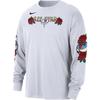 Футболка мужская All-Star Player Edition Travel Floral Letter Свободный крой Круглый вырез Длинный рукав Американский винтаж Белая HQ0684-100