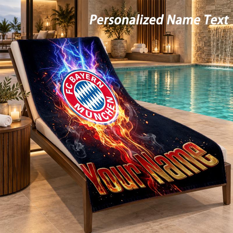 Custom Text Bayern Munich Print Beach Towel Large Towel For Home Bathroom Beach