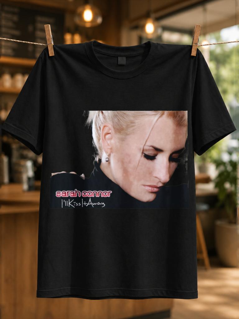 Sarah Connor Close Portrait Soft Side Profile Photo Kiss Always Script Red Logo Text And Intimate Unisex All Tshirt