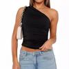 European-American One-Shoulder Crop Top: Summer Suspender for Women