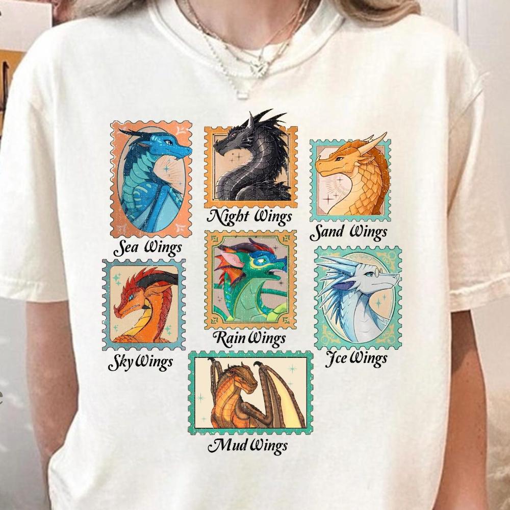 Wings of Fire Dragons T Shirt Queen of Pyrrhia Clipart NightWings SeaWings IceWings Digital Graphic Short Sleeve