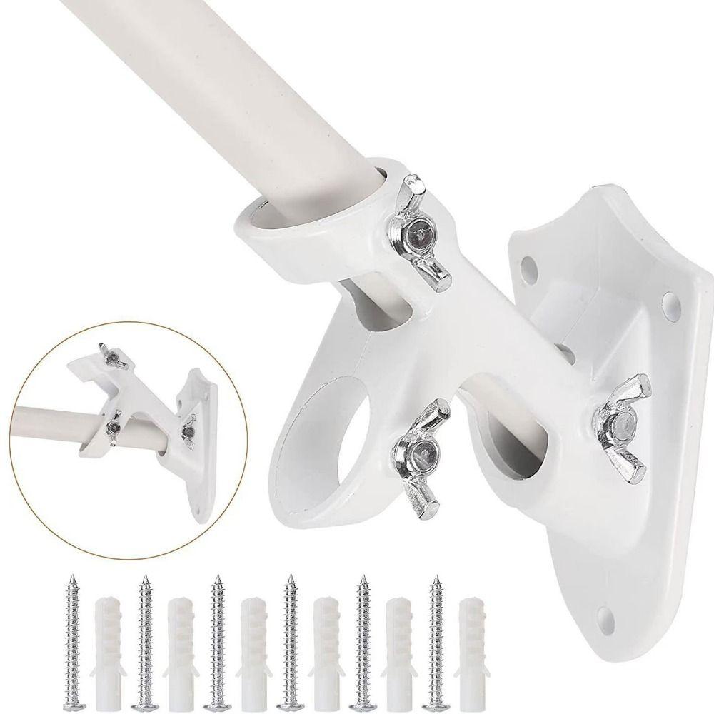 Double Hole Wall Flag Pole Holder Wall-mounted Yard Banner Stand Practical Flagpole Bracket House