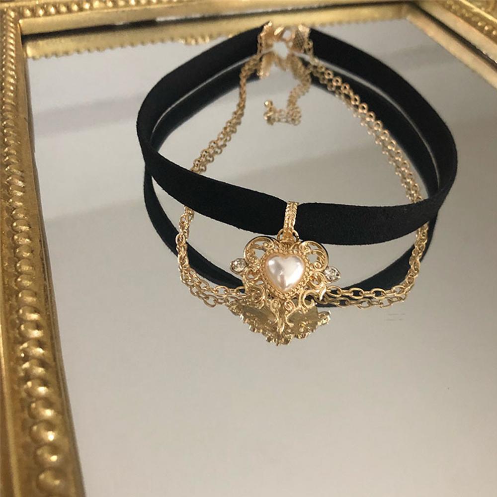 Women Girls Short Women Gifts Velvet Vintage Pendant Love Heart Heart Necklace Choker Chain