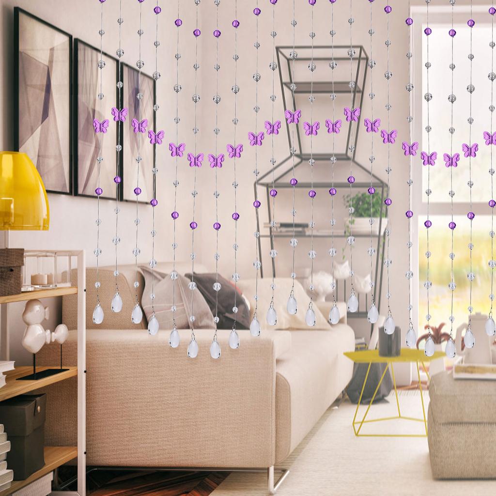 Butterfly Crystal Bead Curtain Living Room Entrance Partition Curtain Water Drop Pendant Hanging