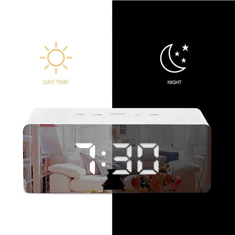 Mirror Desk Clock Watch Digital Alarm Clock LED Backlight Thermometer Display Table Clock Reloj Despertador