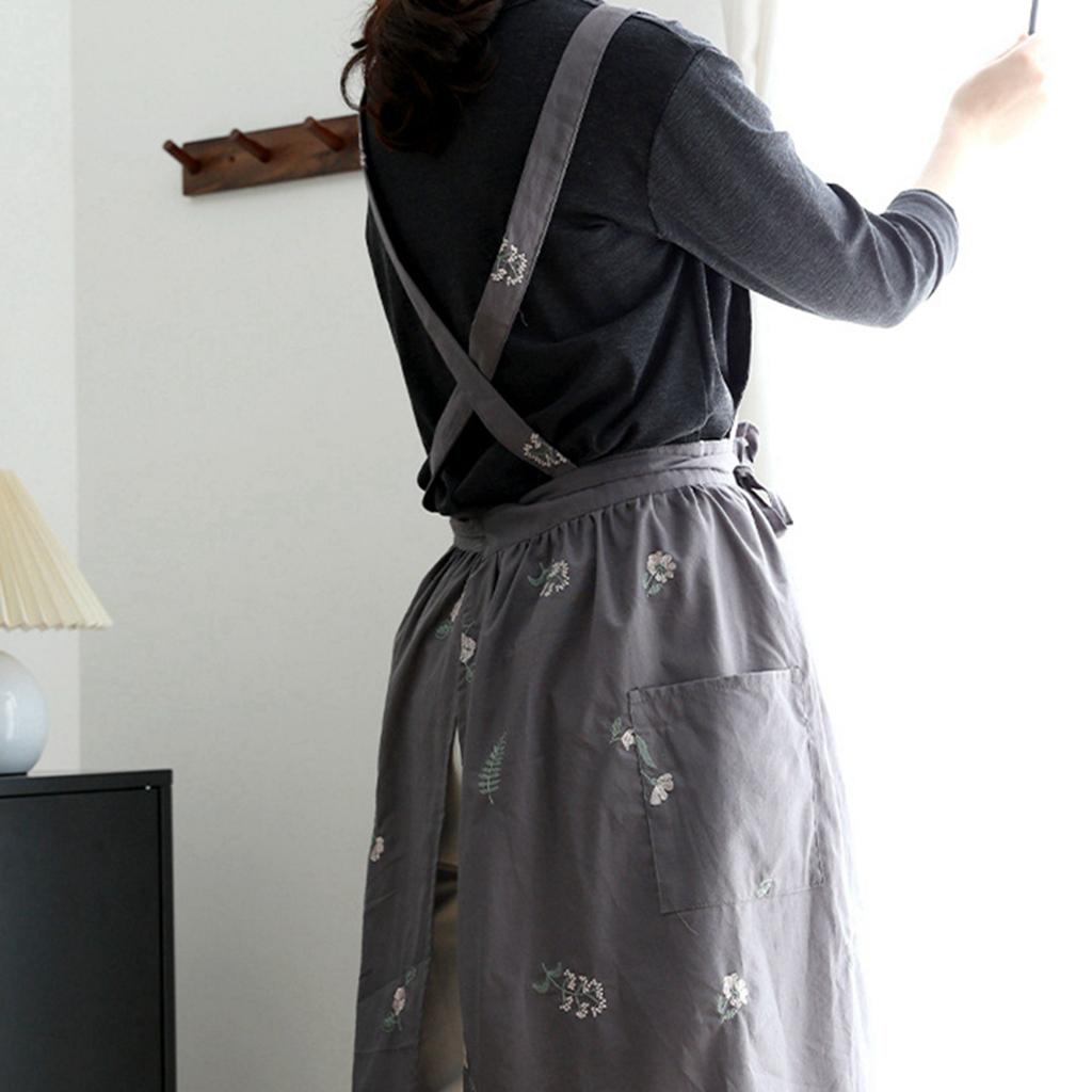 Литературный Ретро Средневековый Хлопок Лен Кулинарные Кухонные Фартуки Для Женщин Платье Флористический Халат Парикмахерский Нагрудник Садовый Комбинезон