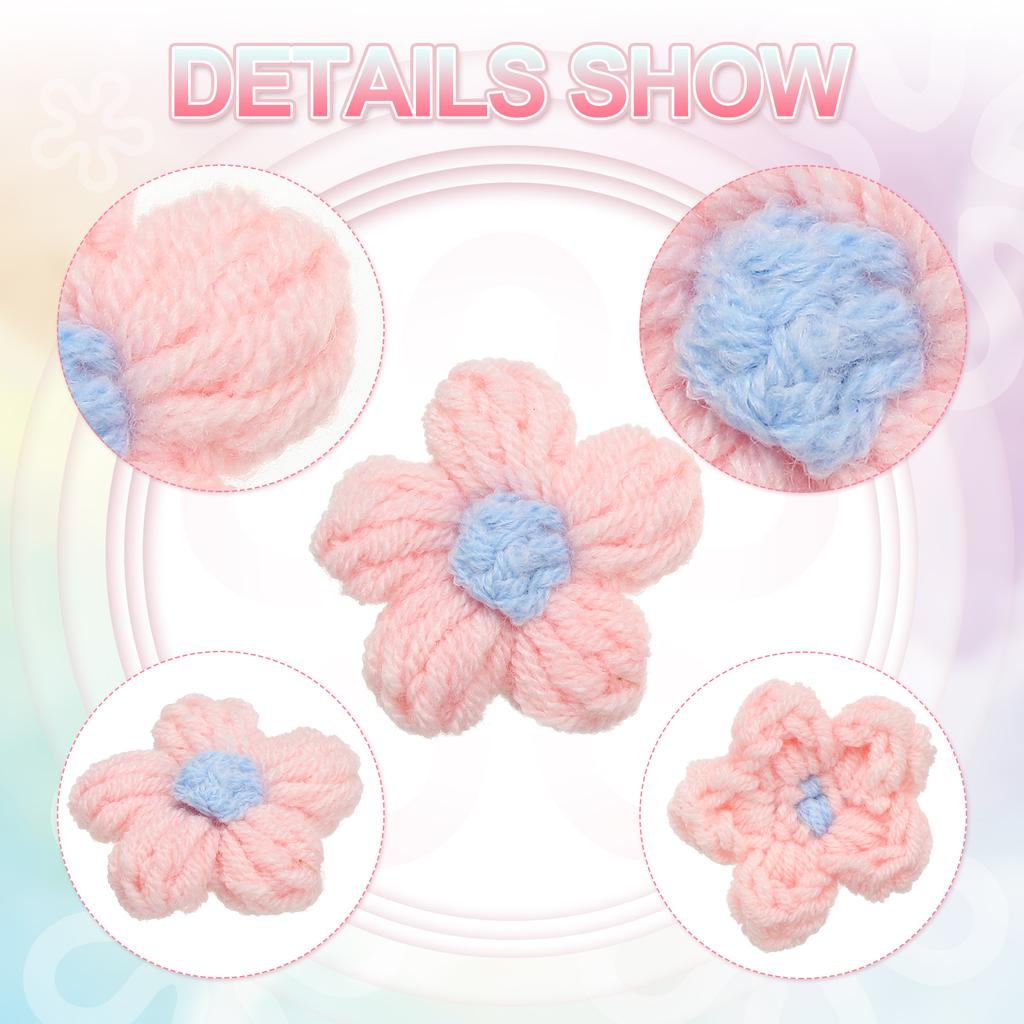 36pcs Crochet Flowers Applique Flowers for Craft Sewing Crochet Flowers Bouquet DIY Hair Clothes Party Craft Christmas Decor