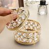 Crystal Mirrored Box Jewelry Trinket Organizer Box Home Decor Ring Earrings Necklace Storage Holder Keepsake Box(Gold) Durable