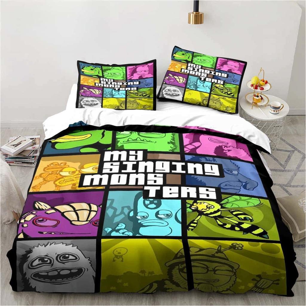 3D Print My Game Singing Monsters Bedding Sets Comforter Quilt Bed Cover Duvet Cover Pillow Case 2-3 Pieces Sets Kids Adult Size