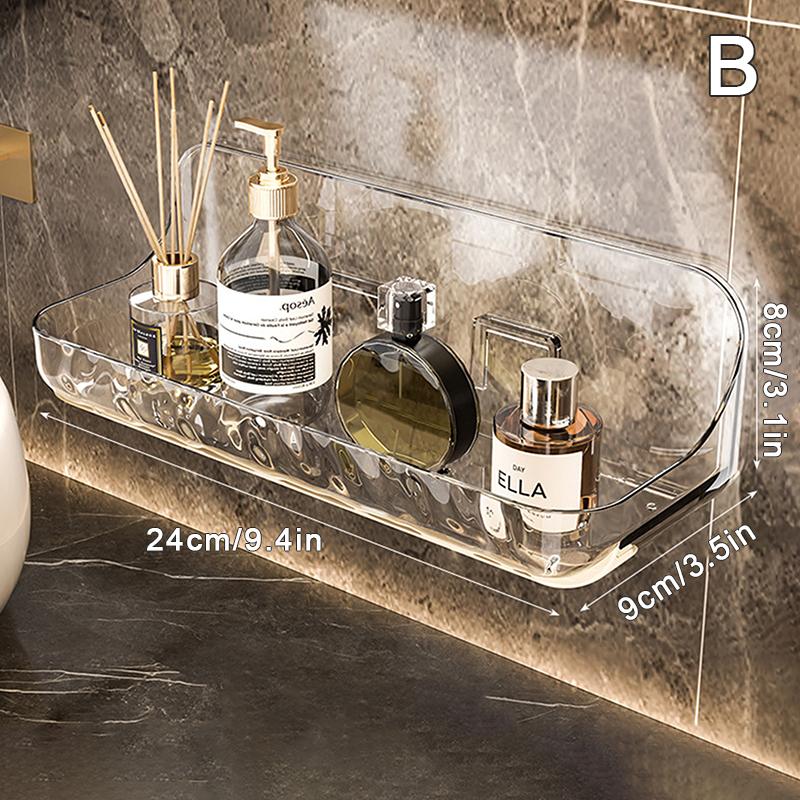 Bathroom Transparent Shelf Rack Wall-Mounted Washbasin No-Punch Washroom Wall Mounted Cosmetic Storage Transparent Shelf