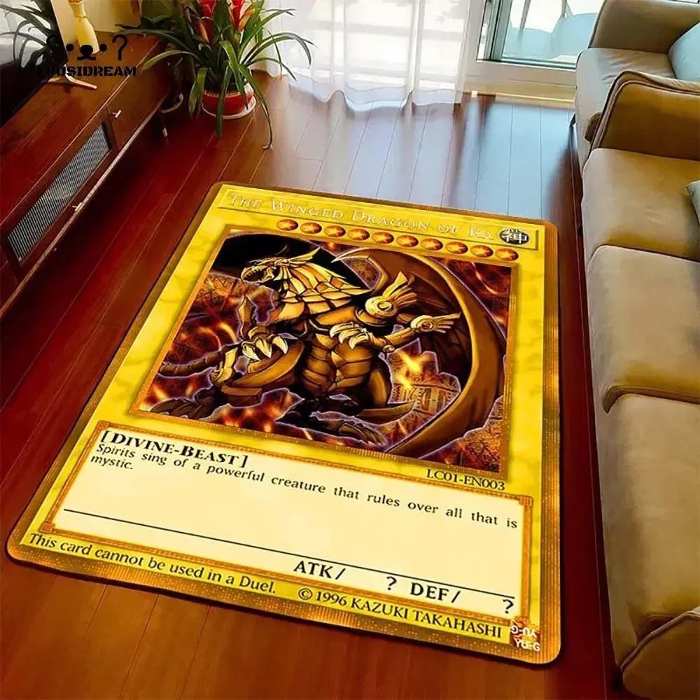 Yu-Gi-Oh Blue Eyes White Dragon Anime Carpet Cartoon Floor Mat for Living Room and Bedroom Decorative Area Rug Perfect Gift