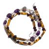 Natural Tiger Eye Amethyst Labradorite Gemstone Smooth Beads Necklace 17" UB4906 UB-4906
