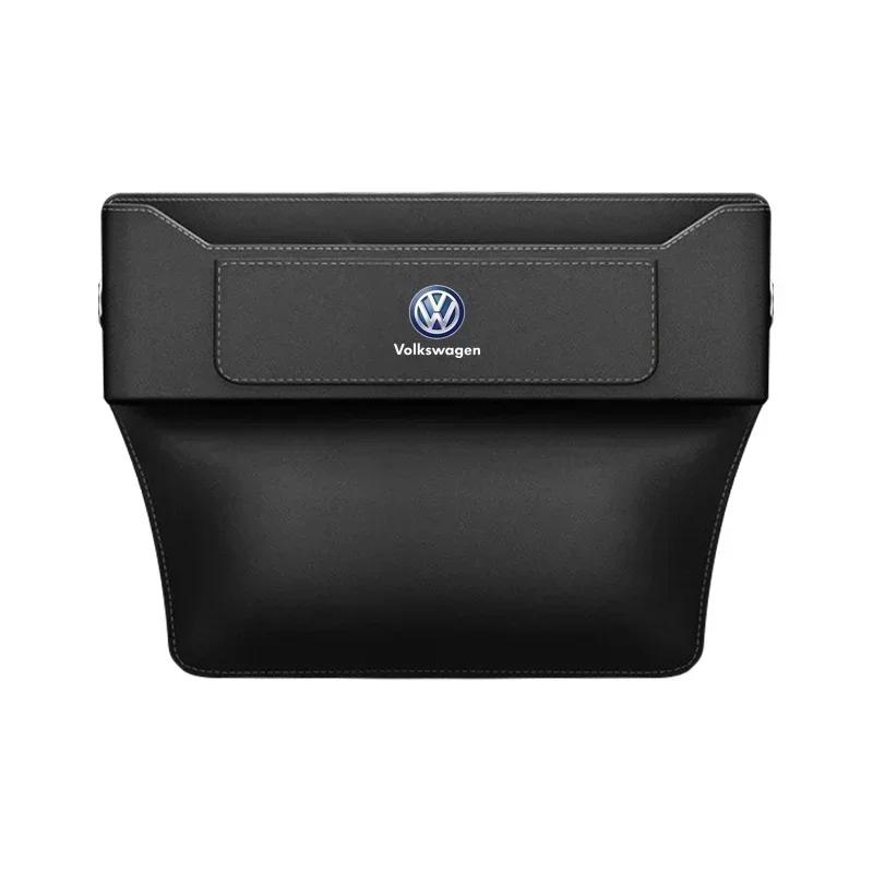 ear1 For VOLKSWAGEN VW Polo B6 2025 Hot For Volkswagen Car Seat Gap Organizer Leather Storage Box Auto Interior Accessories For VW Vo