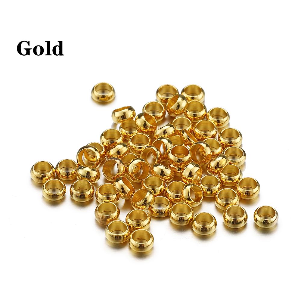 500pcs Gold Silver Color Crimp Beads Copper Ball Stopper Spacer End Beads for Bracelet Necklace DIY Jewelry Making Findings