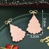New Christmas Earrings, Bow Polka Dot Studs, Pink Christmas Tree Earrings, Earrings.