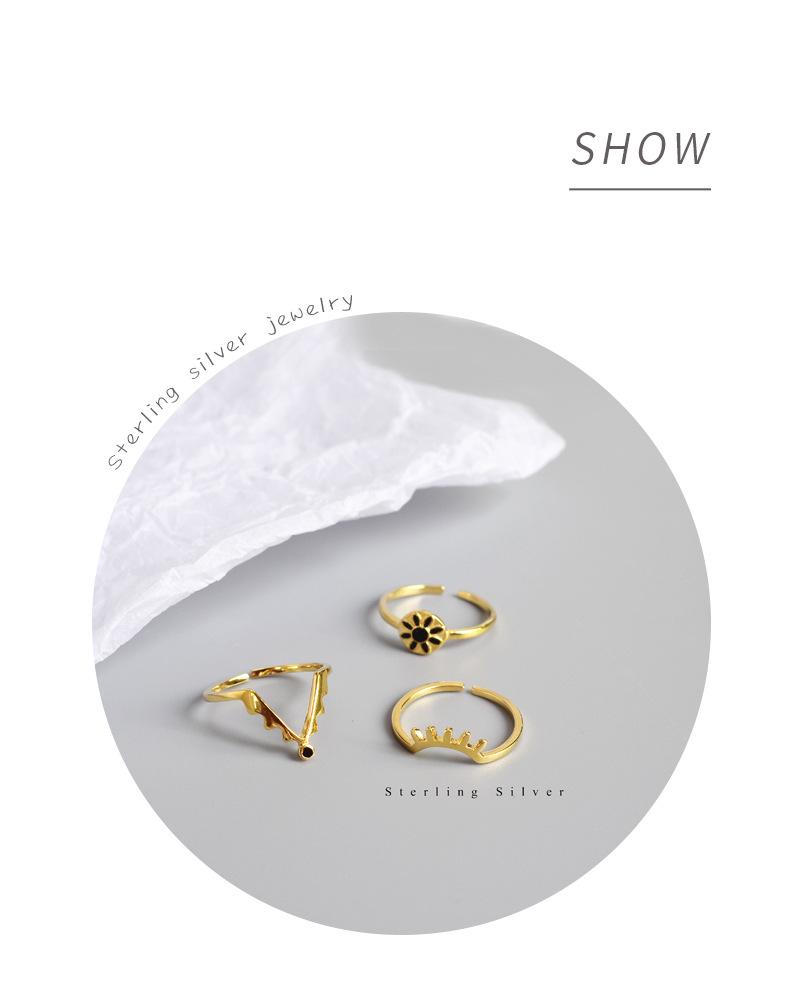 Chic Korean Style 925 Sterling Silver & 24K Gold Geometric Women's Ring