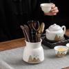 Suet jade porcelain tea ceremony six gentlemen accessories tea needle teaspoon tea clip pen holder pot pen tea brush