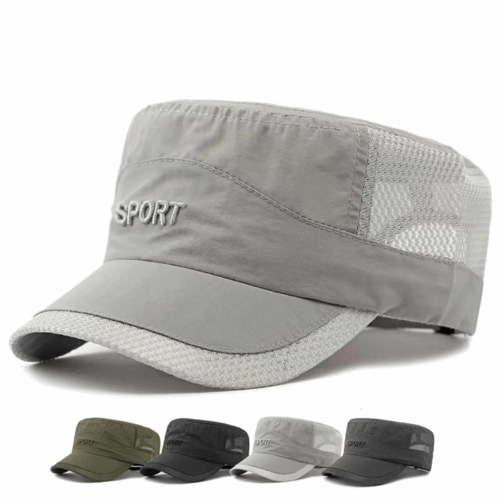 Adjustable Flat Top Cap Sun Protection Quick Drying Cap Retro Mesh Sun Hat  Sports Activities