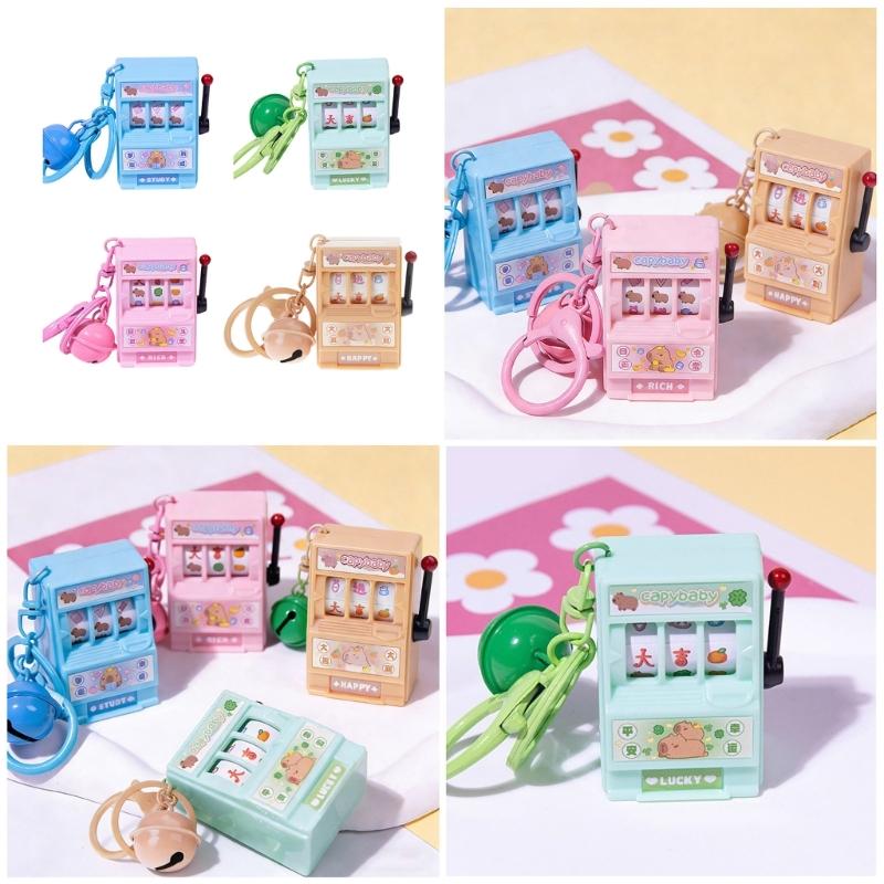 Cute Capybara Fruit Machine Key Holder Charming Capybara Fruit Spin Keychain Delightful Game Charm For Kids And Adults