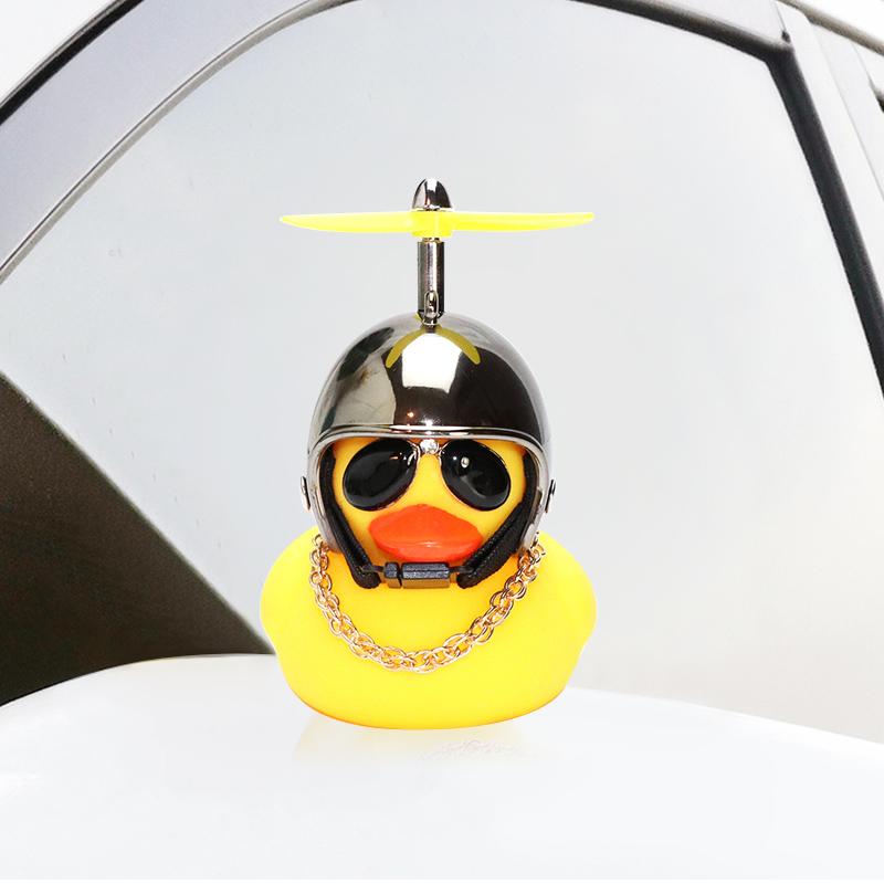 Lovely Duckling In The Car Ornament With Helmet Chain Car Interior Accessories Decorations Auto Dashboard Toys Duck In The Car