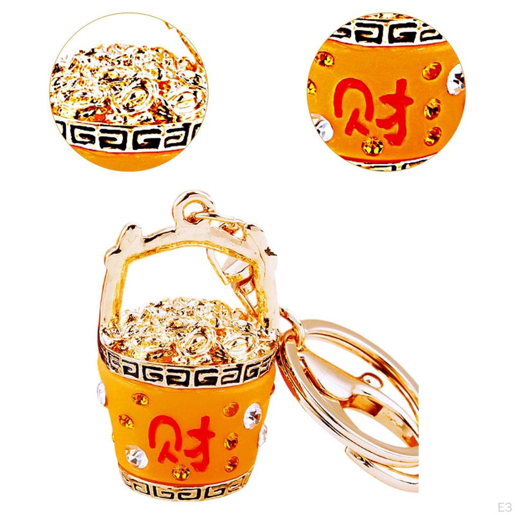 Feng Shui Bucket of Good Fortune Keychain Yuan Bao Amulet Keychain,Creative,Harmony Porsperity Bag