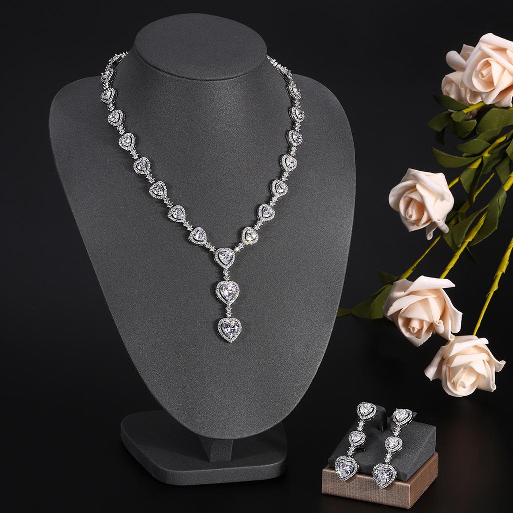 Ювелирные изделия в европейском и американском стиле, ожерелье с каплями воды из циркона, женственное свадебное платье, высококачественные свадебные украшения, комплект сережек-гвоздиков