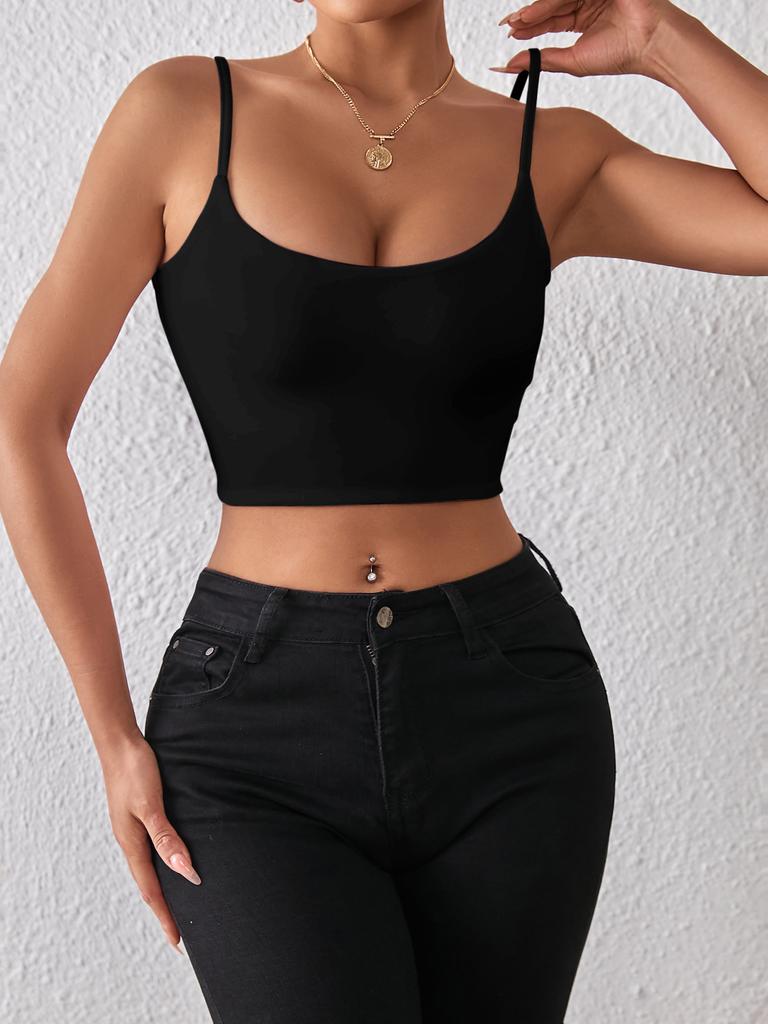 Casual Double Layered Tank Top U Neck Crop Tops Women Summer Camis Solid Color Camisole Fashion Tube Female Sleeveless Cropped Vest Y2K Clothes