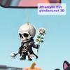 Skeleton Rose Pendant Car Rearview Mirror Ornament Acrylic 2D Bag Pendant Halloween