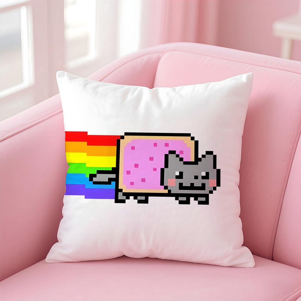 Наволочка для подушки Nyan Cat, для дома и автомобиля, многоцелевая, двусторонняя, мягкая и прочная, для повседневного использования