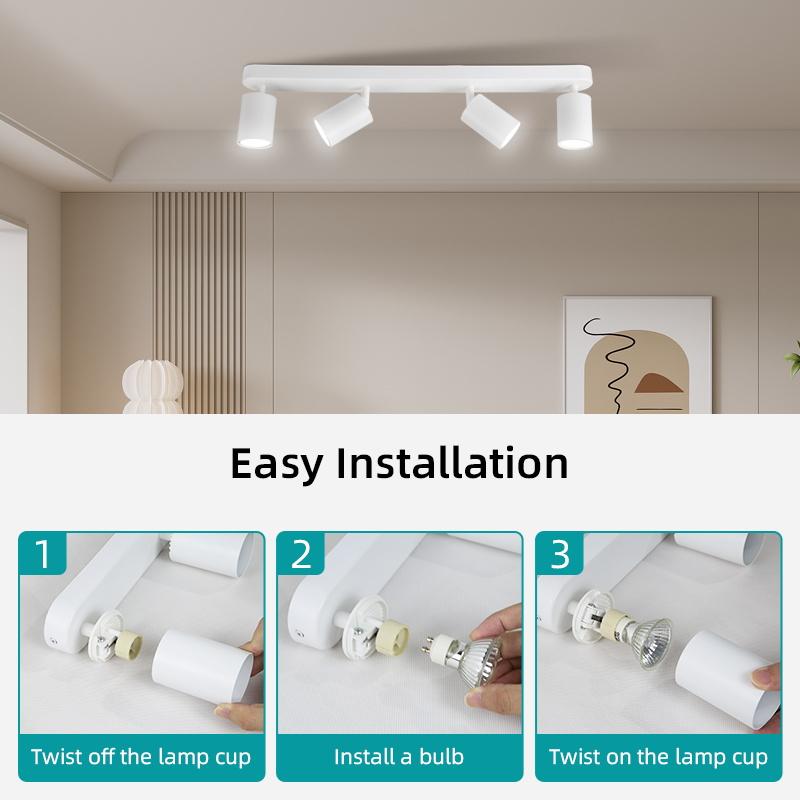 GU10 Ceiling Pendant Lamp Led Spot Lighting for Living Room Decor Kitchen Adjustable Angle Chandelier LED Track Ceiling Light