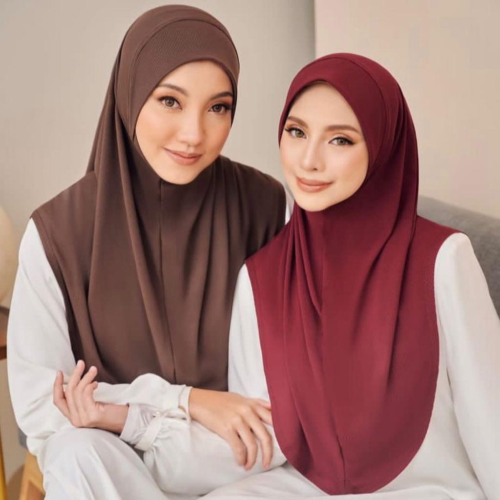 Malay Double Chin Undercap Muslim Women Solid Color Inner Scarf Islamic Instant Hijab Ladies Cap Crystal Hemp Bonnet Hat 80*55cm