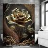 Занавеска для душа Golden Rose, Декоративная занавеска для душа для ванной, Водонепроницаемая занавеска для душа с крючками