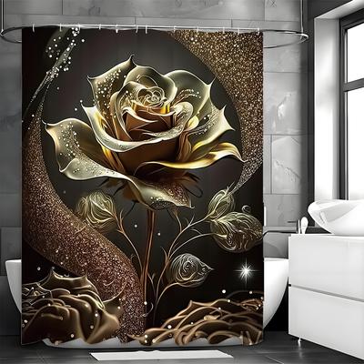 Занавеска для душа Golden Rose, Декоративная занавеска для душа для ванной, Водонепроницаемая занавеска для душа с крючками