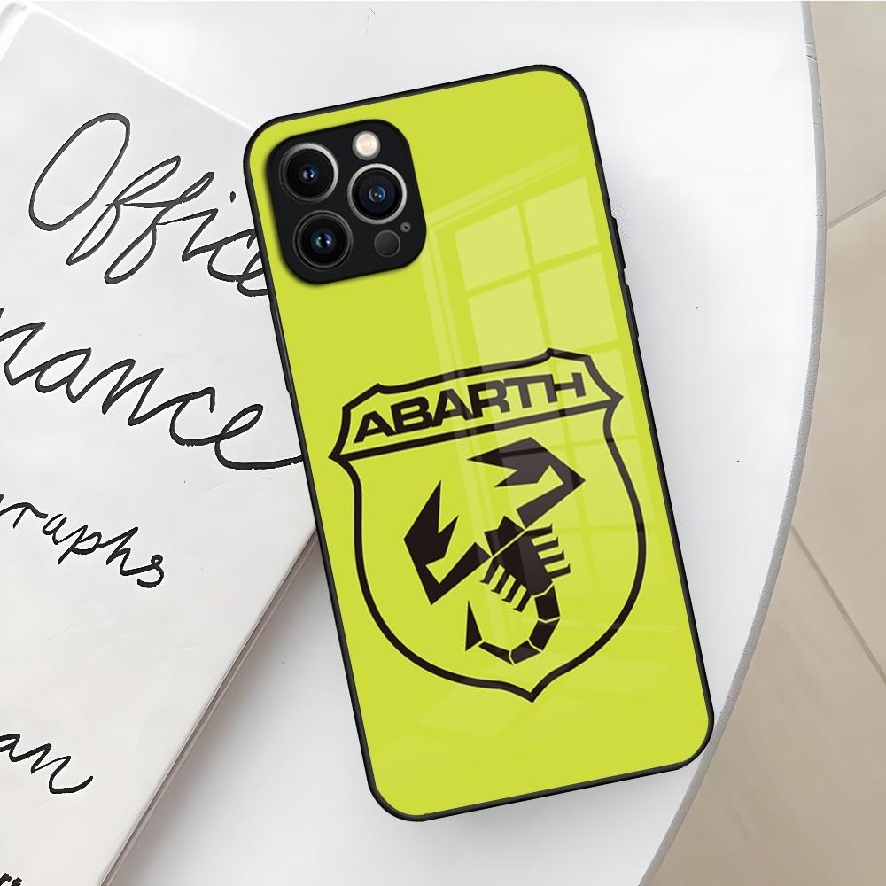ABARTH Италия Чехол для телефона автомобиля для Iphone 16 15 14 12 11 13 Pro Max Mini X Xr Xs Se 8 Plus Стеклянный Чехол