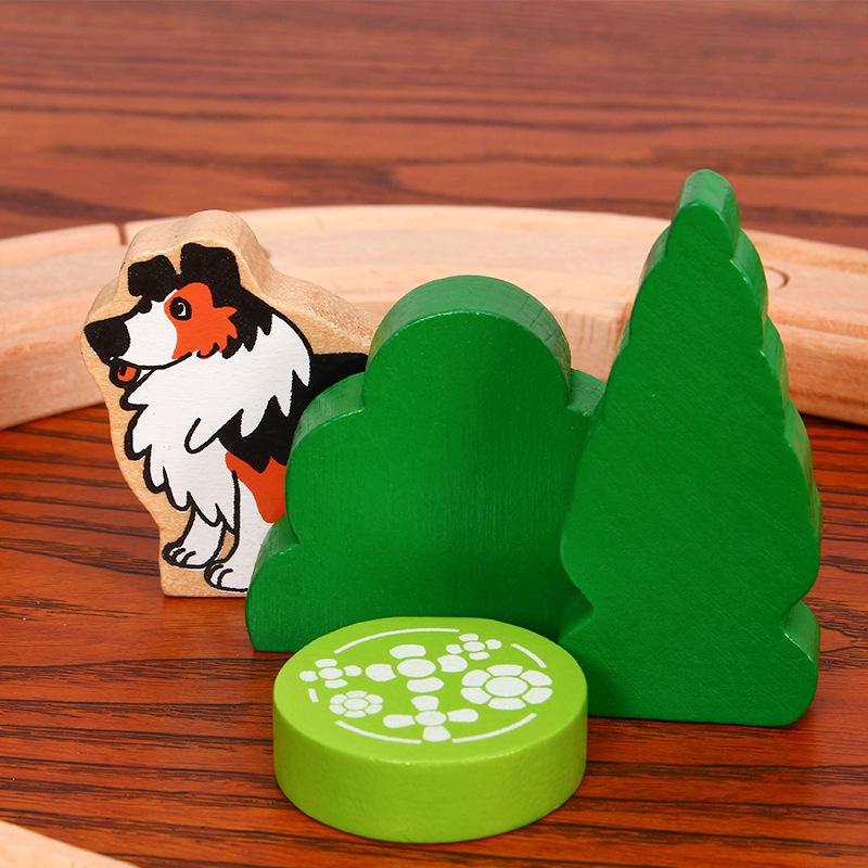 78 деревянных деталей набора железнодорожных путей для детей, строительные игрушки, комбинированная сцена, модель, совместимая с головоломкой железнодорожных путей