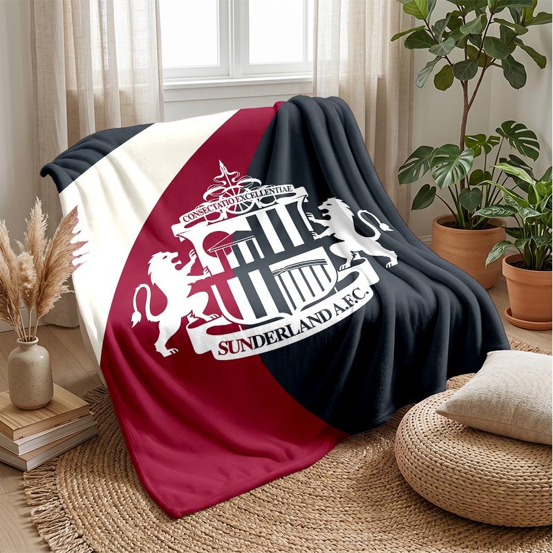 Sunderland Football Print Flannel Blanket, Soft Warm Lightweight Throw Blanket for Sofa Bed Camping