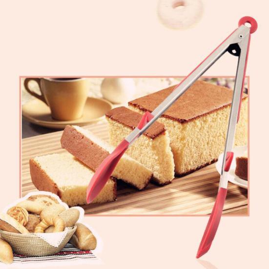 Щипцы для еды, устойчивые к царапинам, с подставкой. Удобная термостойкая ручка. Универсальный зажим для еды.