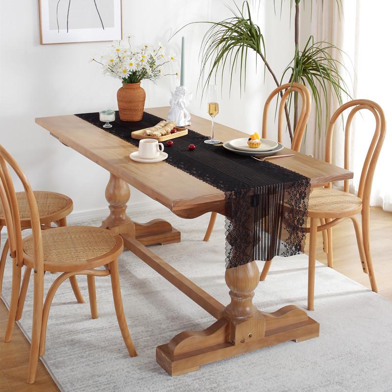 Элегантная французская романтическая кружевная дорожка для стола, свадебный декор - белый, черный, цельный