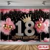 Двумерный наружный фон для 18-летия с короной и шарами для вечеринки девочек