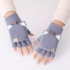 Женские перчатки без пальцев - теплая вязаная шерсть, совместимы с сенсорным экраном, милый зимний дизайн для студентов и детей