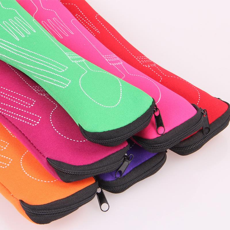 Travel Cutlery Bag Portable Knife Fork 1Pc Zipper Fashion Soft Chopsticks Bag