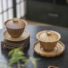 Чайный набор в стиле ретро из грубой керамики для кунг-фу, чайная чаша, обожженная дровами, с крышкой, бытовая одинарная большая чайница кунг-фу санкай