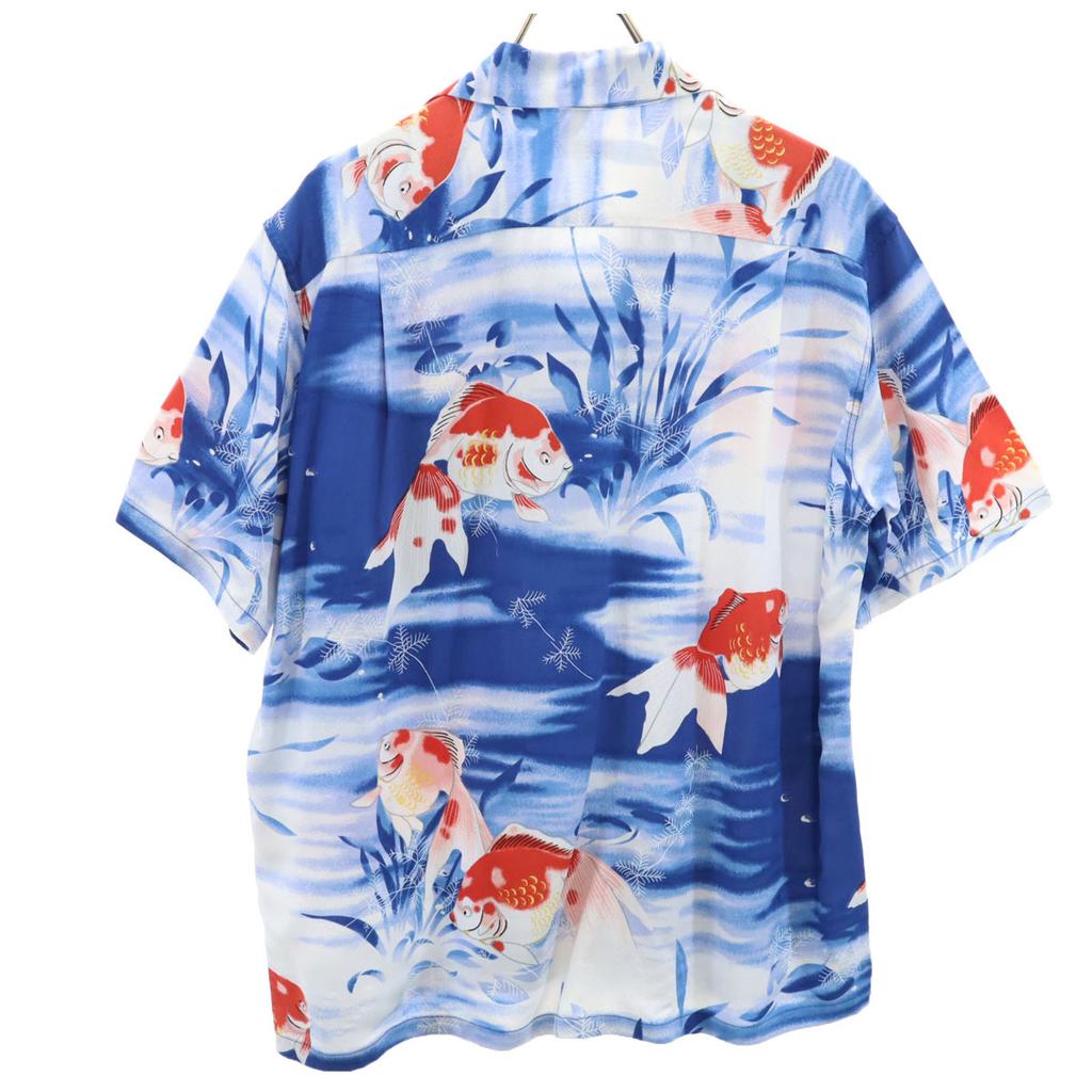 SUN SURF Made In Japan Goldfish Pattern Short Sleeve Wall Crepe Aloha Shirt Men's Used