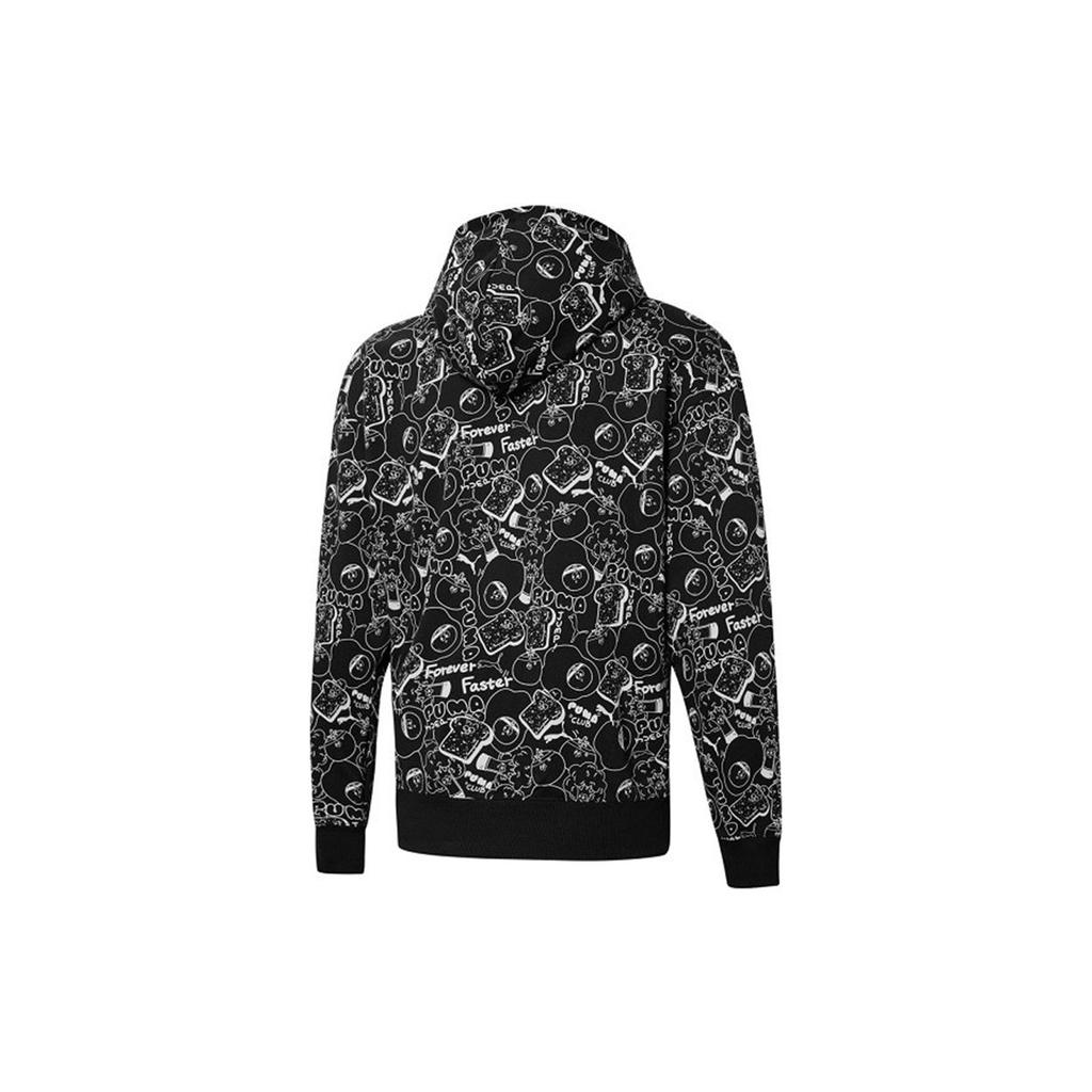 Puma Club Aop Fz Embroidered Logo Full Print Knit Hooded Jacket Men Outerwear Black 533201-51