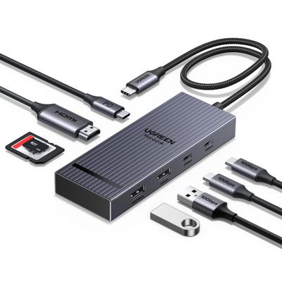 UGREEN Revodok Pro Hub 100W PD Быстрая зарядка 10 Гбит/с Высокоскоростная передача данных Выход HDMI Слоты для карт microSD SD Совместим с MacBook USB-C Type-c
